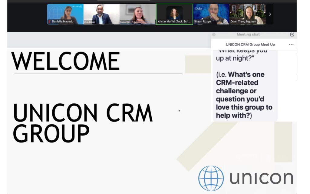 UNICON CRM Special Interest Group meeting discussing challenges and opportunities in executive education