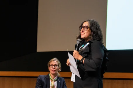 Shalini Bhatia, Stanford University, outgoing UNICON Board Chair, presenting the 2026 year in review