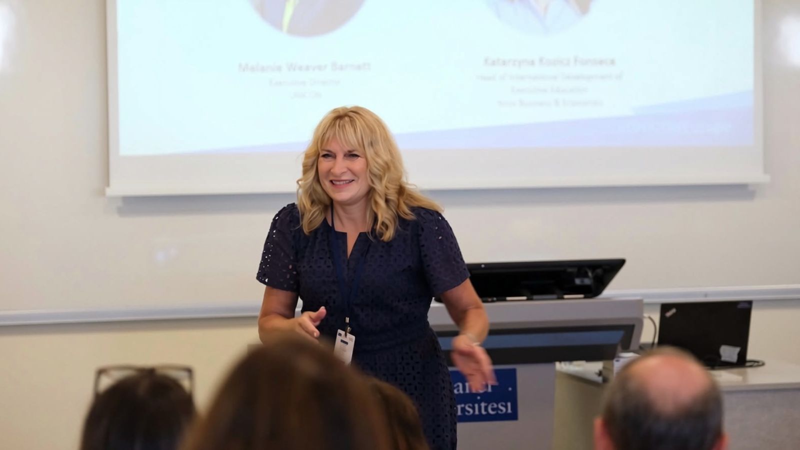 UNICON Executive Director Melanie Weaver Barnett speaking at the European Meet-Up 2026, Sabancı University, Istanbul